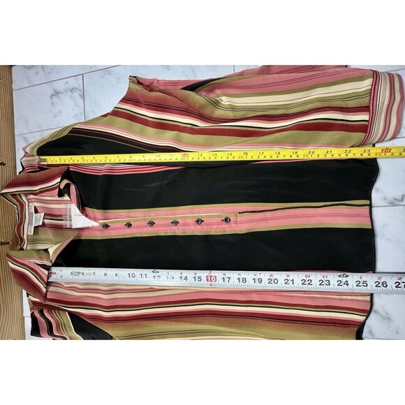 EK Designs Top Women's L Striped Long Sleeve Button Down 70s’ Style Retro*Flaw - Picture 4 of 11